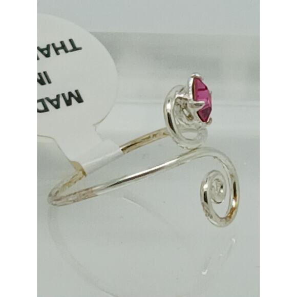 Sexy Pink Crystal Rhinestone Toe Ring Adjustable Size Sterling Silver Gift Boxed - Picture 4 of 9